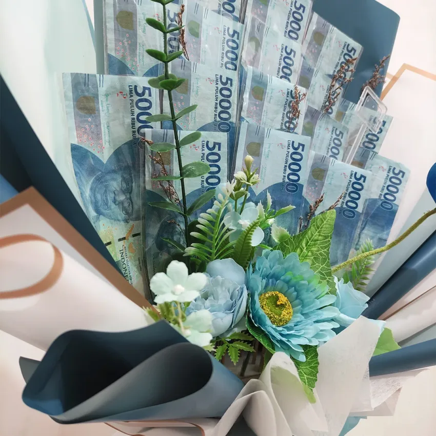 Money Bouquet x 16 Lembar Blue Kirei Crafts
