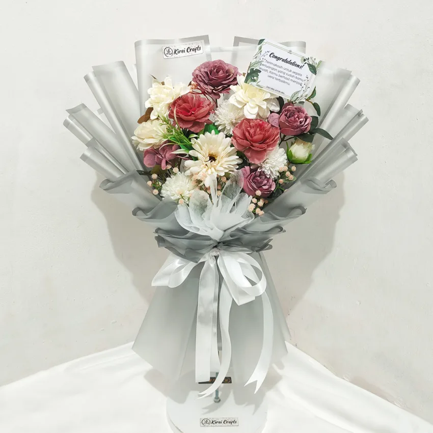 Flower Bouquet Silver XL by Kirei Crafts